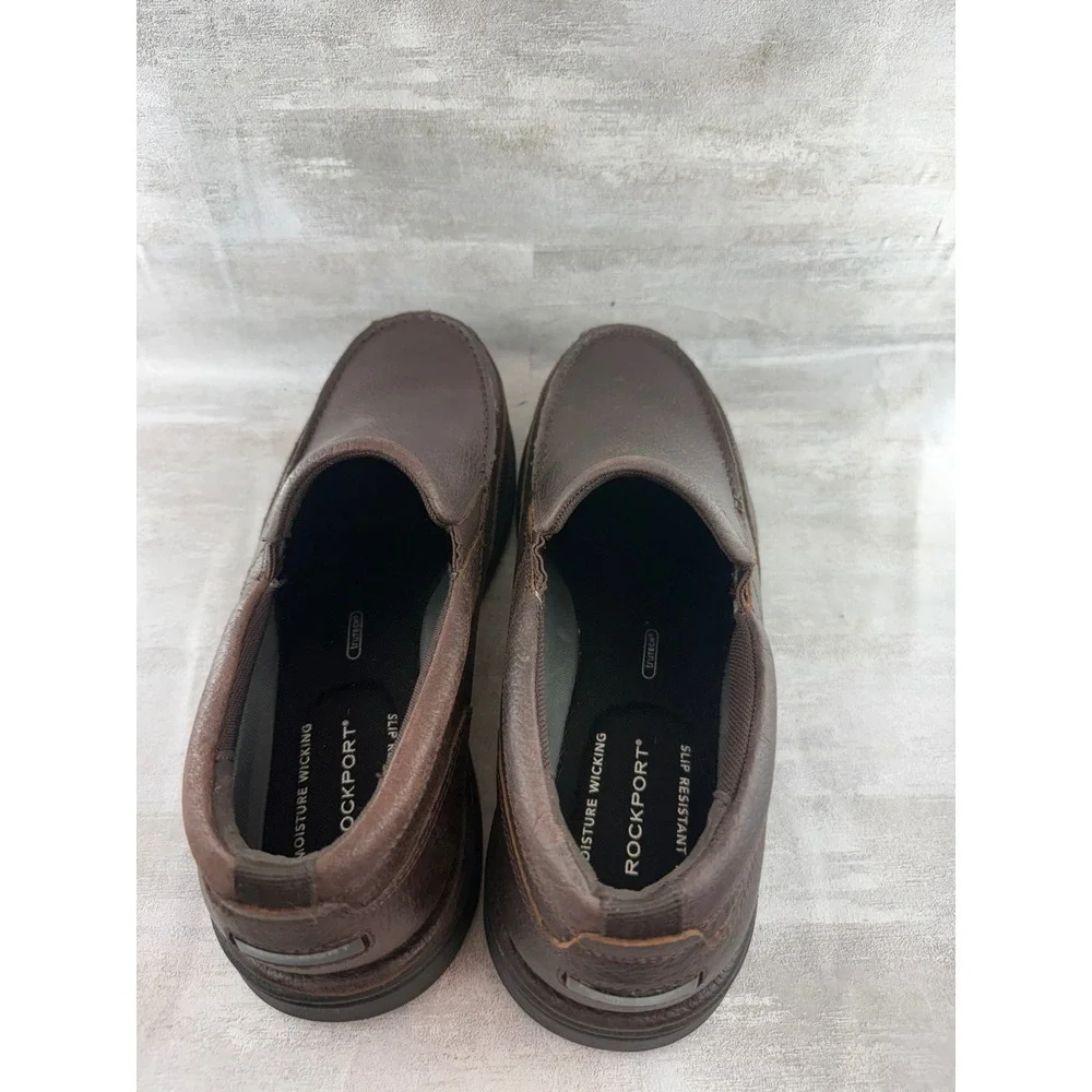 Rockport Men CG8964 Brown Leather Slip On Loafers Shoes Size 12 W Wide